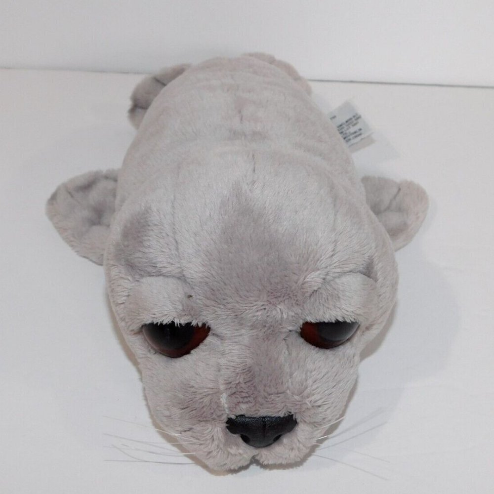Russ Berrie Gray Harp Seal Lil Peepers BILLOW 11" plush stuffed Big Eyes 96514